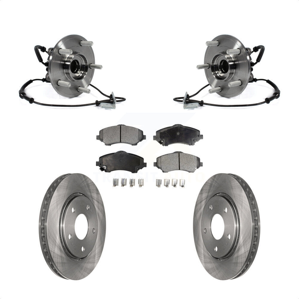 Hub Bearing Brake Rotor & Pads Front Kit For Dodge Grand Caravan Chrysler Town