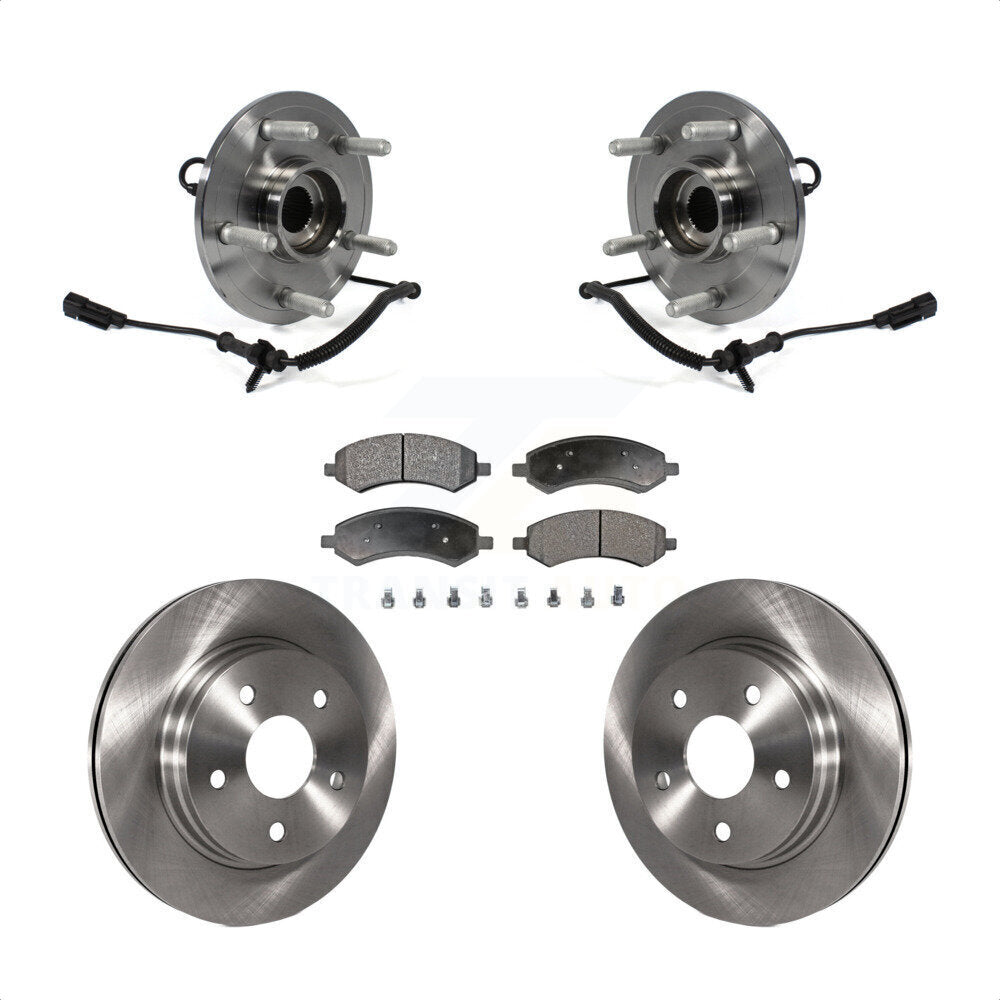 Hub Bearing Assembly Disc Brake Rotor And Pad Front Kit For Ram 1500 Classic 4WD