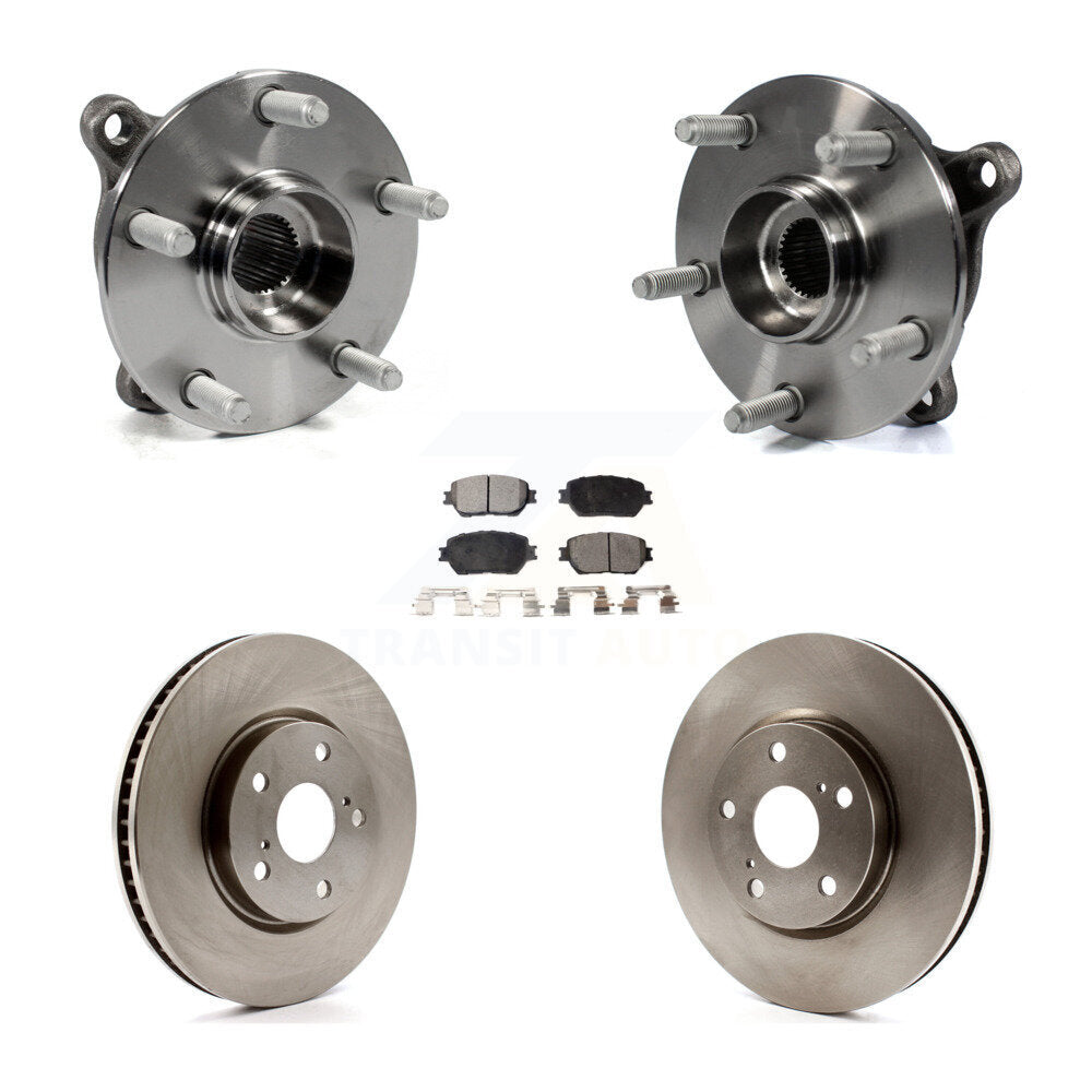 Hub Bearing Assembly Brake Rotor & Pad Front Kit (5Pc) For Lexus IS250 GS300 AWD