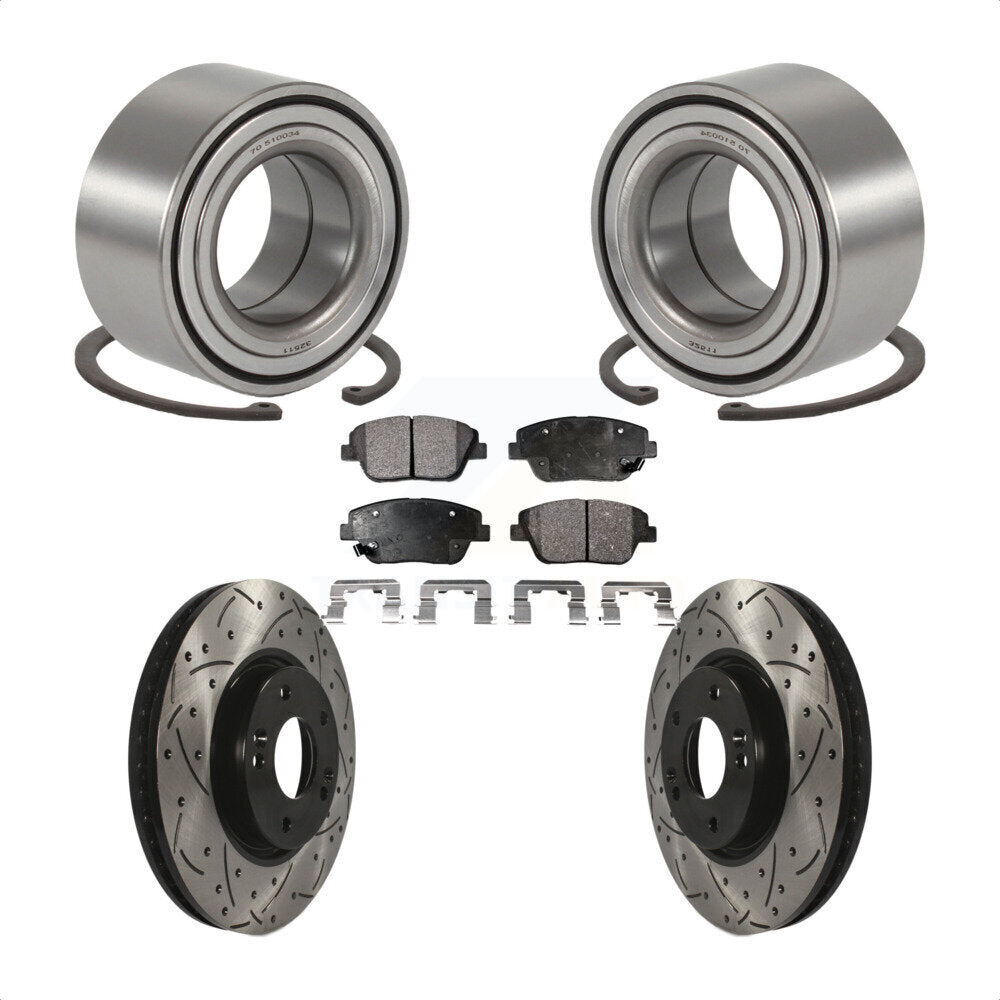 Wheel Bearing Drill Slot Brake Rotor Pad Front Kit For Hyundai Sonata Kia Optima