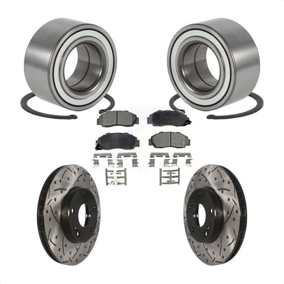 Wheel Bearing Drilled Slot Brake Rotor Pad Front Kit For 98-02 Honda Accord 3.0L