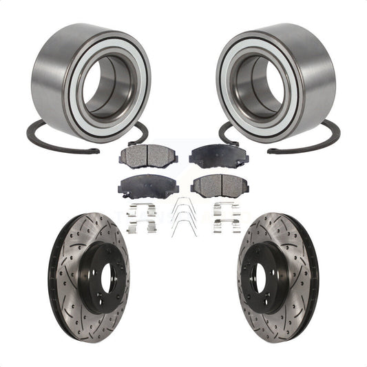 Wheel Bearing Coated Drilled Slotted Brake Rotor Pad Front Kit For Honda Element