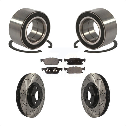 Wheel Bearing Coated Drilled Slotted Brake Rotor And Pad Front Kit For Ford Edge