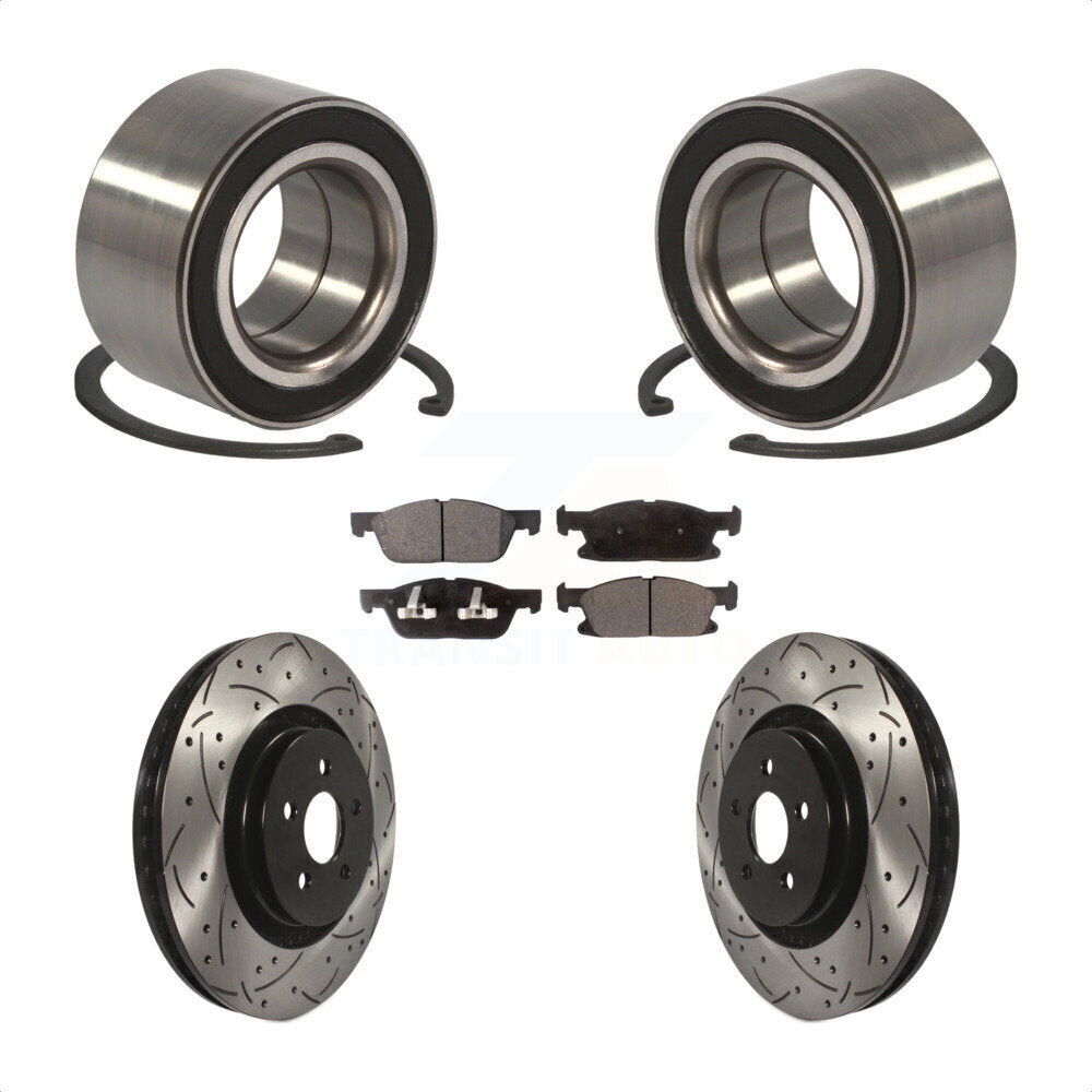 Wheel Bearing Coated Drilled Slotted Brake Rotor And Pad Front Kit For Ford Edge