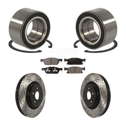 Wheel Bearing Coated Drilled Slotted Brake Rotor And Pad Front Kit For Ford Edge