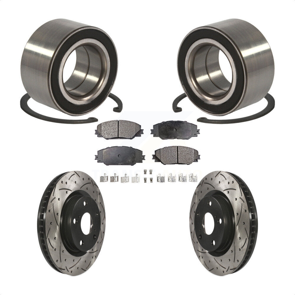 Wheel Bearing Drilled Slot Brake Rotor & Pad Front Kit For Toyota Matrix Pontiac