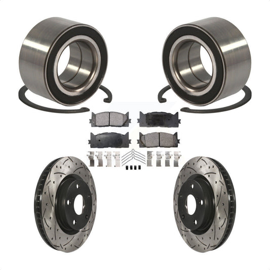 Wheel Bearing Drill Slot Brake Rotor Pads Front Kit For Toyota Camry Lexus ES350