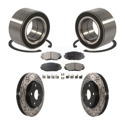 Wheel Bearing Coated Drill Slot Brake Rotor Pads Front Kit For 2010 Lexus HS250h