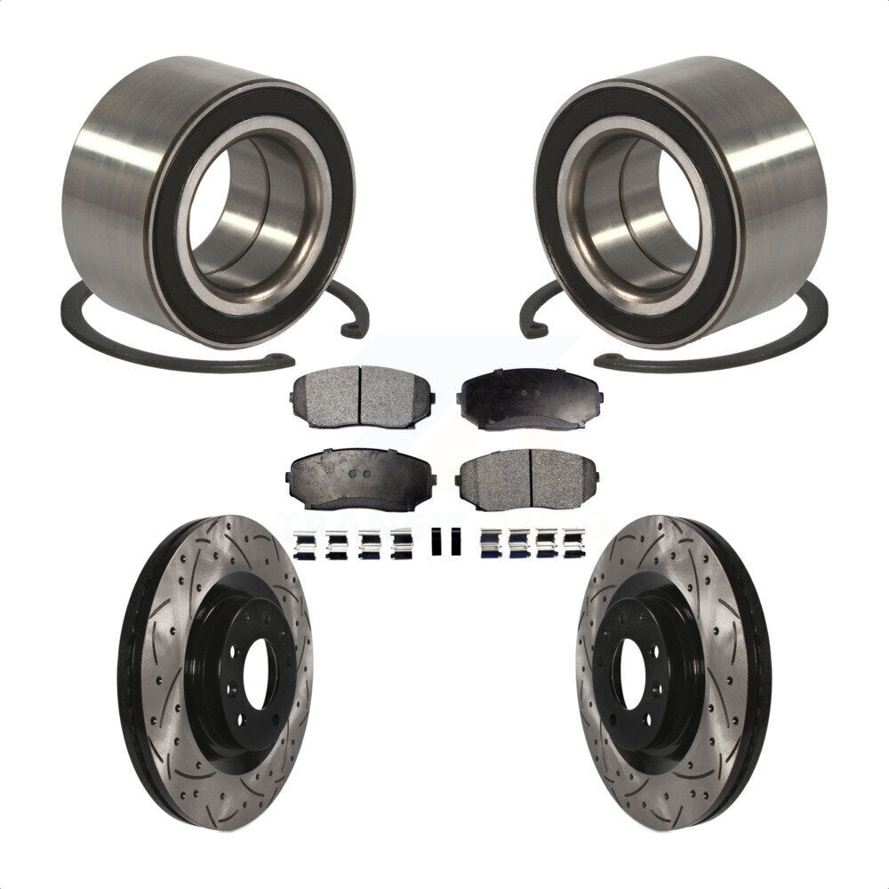 Wheel Bearing Coat Drill Slot Brake Rotor Pad Front Kit For 2007-2015 Mazda CX-9