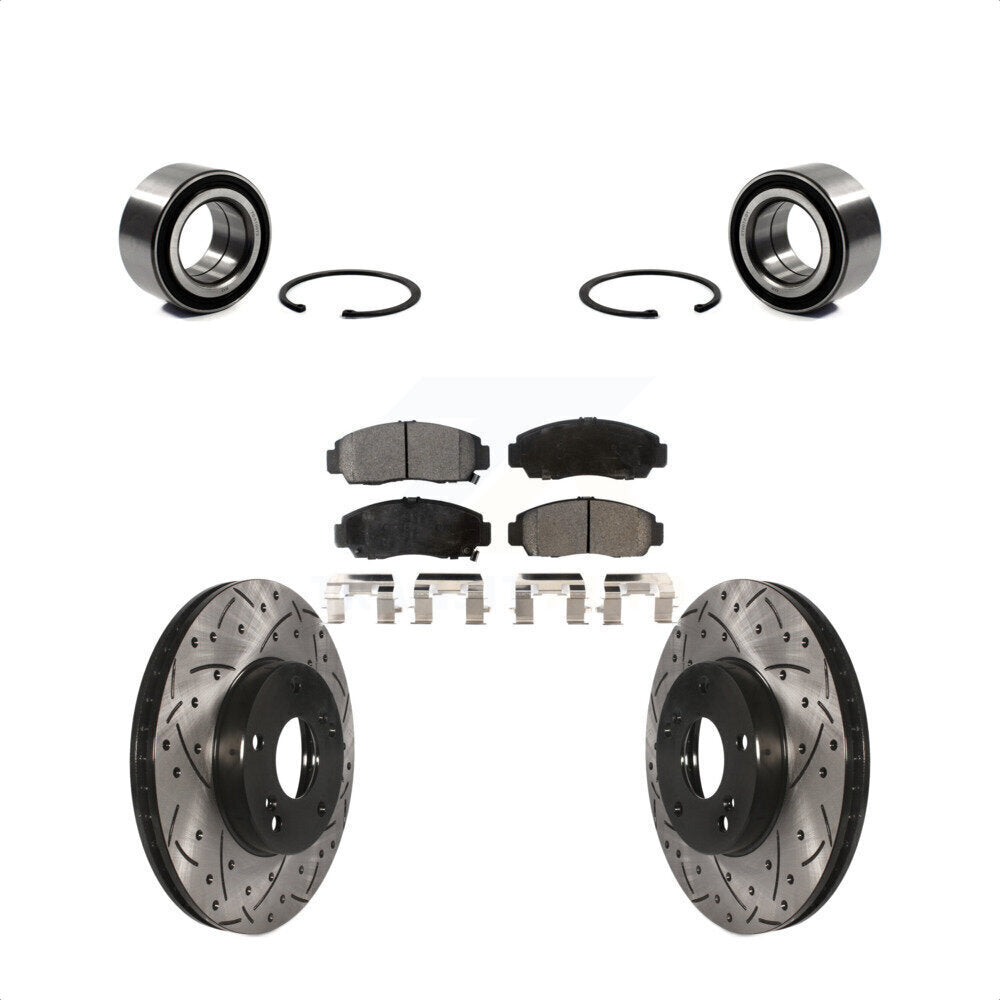 Wheel Bearing Coated Drilled Slotted Brake Rotor Pads Front Kit For Honda Accord