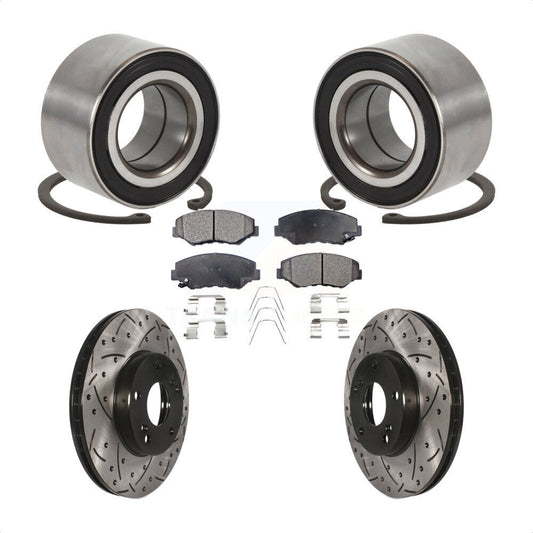 Wheel Bearing Drill Slot Brake Rotor Pads Front Kit For Honda Accord Fit Element