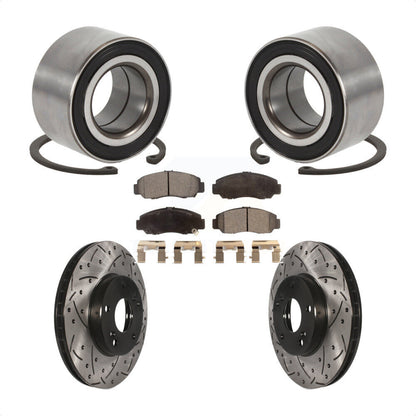 Wheel Bearing Drilled Slot Brake Rotor Pads Front Kit For Honda Accord Acura CSX