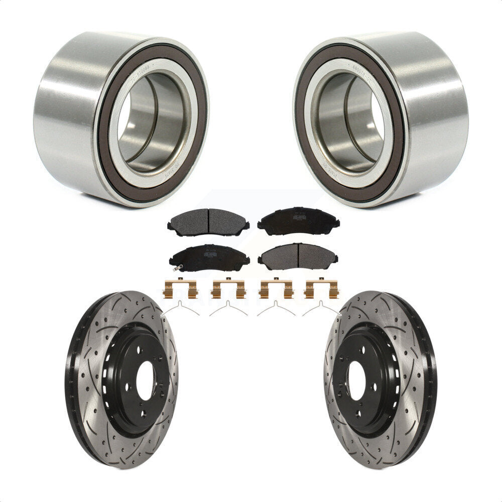 Wheel Bearing Drill Slot Brake Rotor Pad Front Kit For 2017-2019 Honda Ridgeline