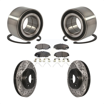Wheel Bearing Coated Drilled Slotted Brake Rotor & Pad Front Kit For Honda Civic