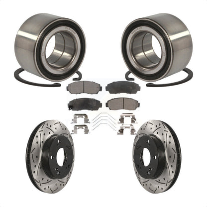 Wheel Bearing Coated Drilled Slotted Brake Rotor & Pad Front Kit For Honda Civic