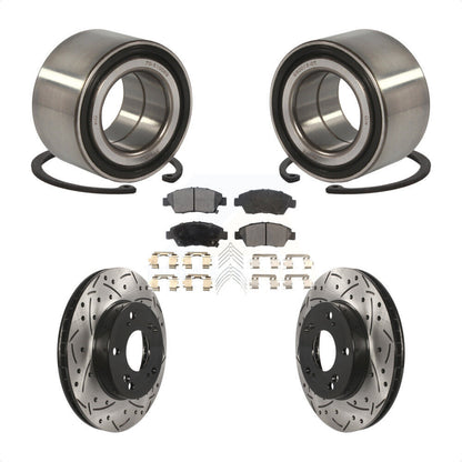 Wheel Bearing Drilled Slot Brake Rotor & Pad Front Kit For Honda Civic Acura ILX