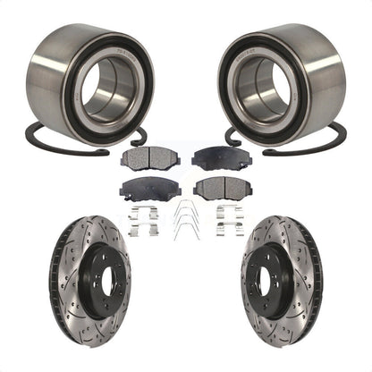 Wheel Bearing Coated Drilled Slotted Brake Rotor & Pad Front Kit For Honda Civic