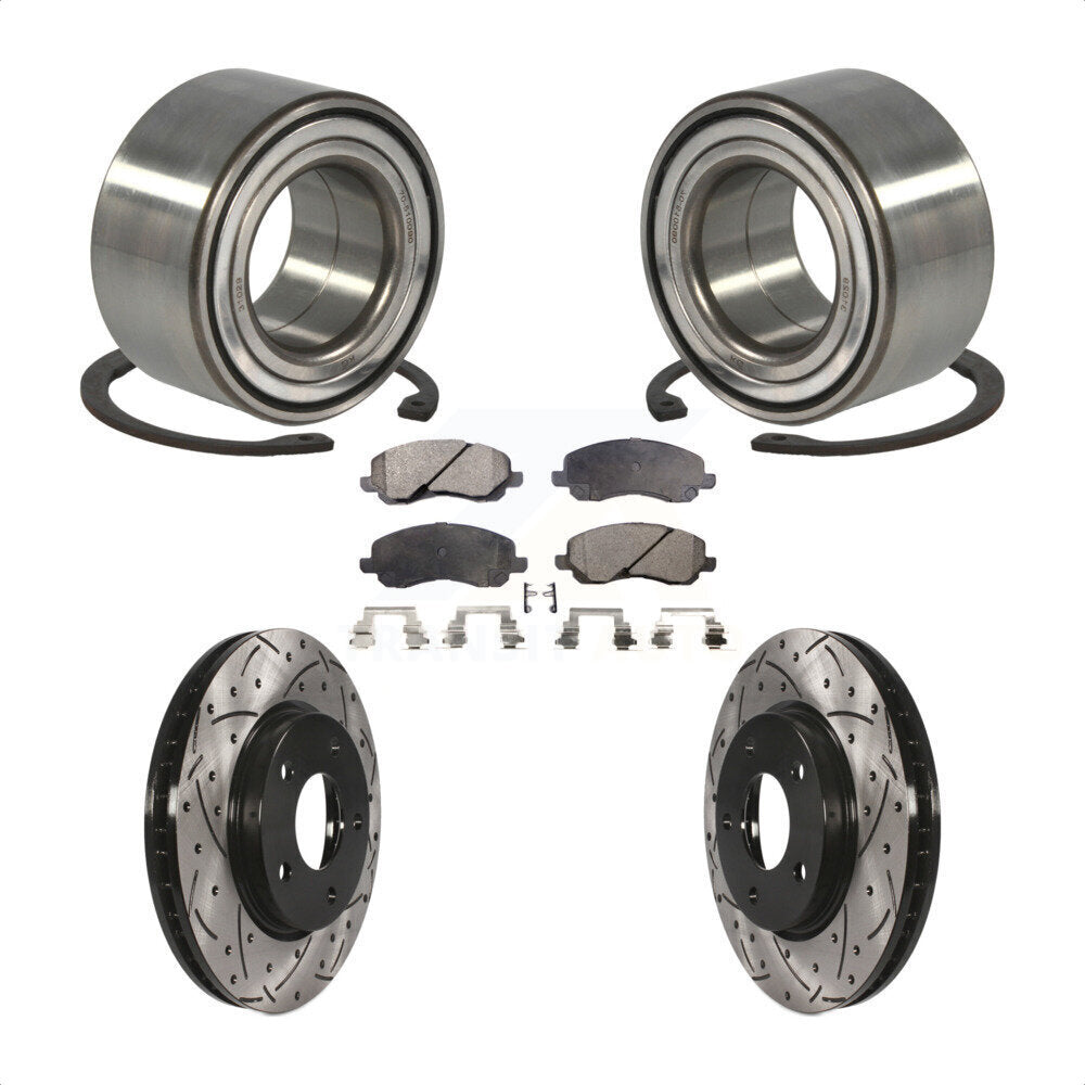 Wheel Bearing Drilled Slot Brake Rotor Pad Front Kit For Mitsubishi Lancer Dodge