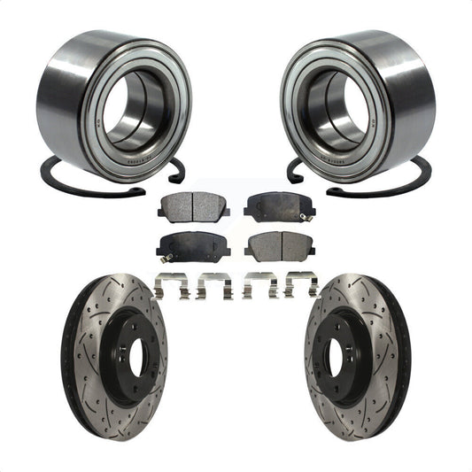 Wheel Bearing Coated Drilled Slot Brake Rotor Pad Front Kit For Hyundai Veloster
