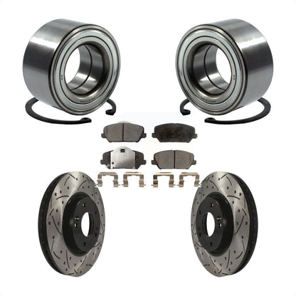 Wheel Bearing Drilled Slot Brake Rotor & Pad Front Kit For Kia Forte Forte5 Koup