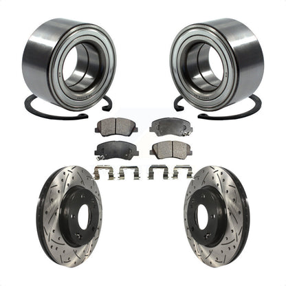 Wheel Bearing Drilled Slot Brake Rotor Pads Front Kit For Hyundai Elantra GT Kia