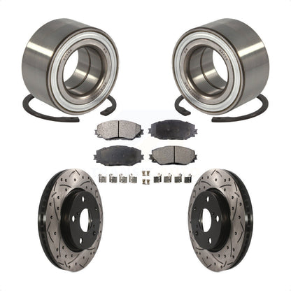 Wheel Bearing Drill Slot Brake Rotor Pads Front Kit For 2017-2018 Toyota Prius V