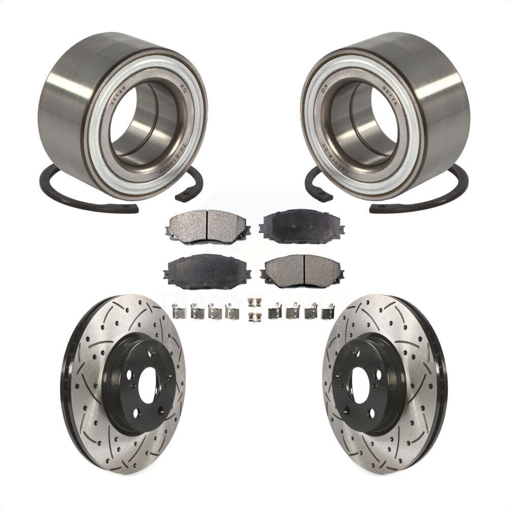 Wheel Bearing Coated Drill Slot Brake Rotor Pad Front Kit For 2008-2014 Scion xD