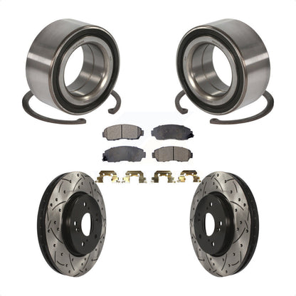 Wheel Bearing Drilled Slot Brake Rotor Pads Front Kit For Honda Accord Crosstour