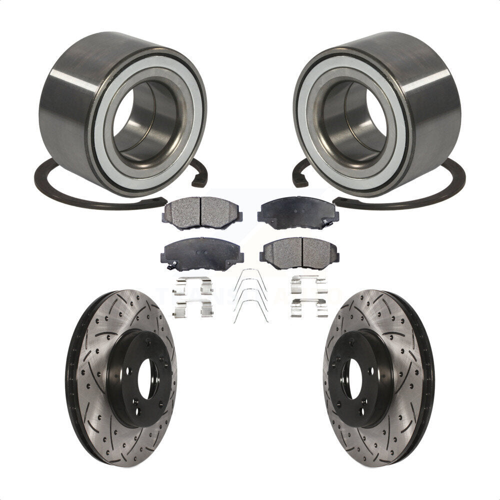 Wheel Bearing Coated Drilled Slot Brake Rotor Pads Front Kit For 2016 Honda CR-Z