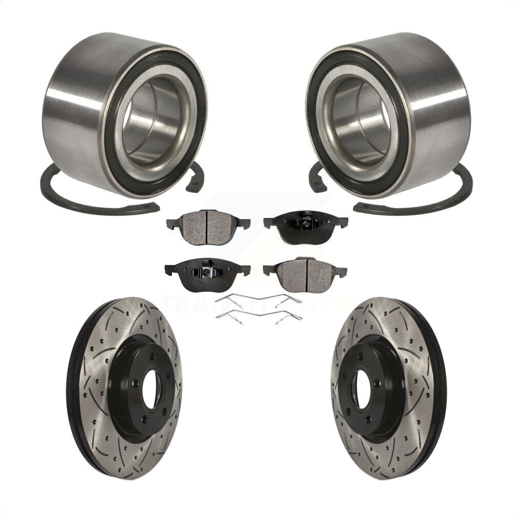 Wheel Bearing Coated Drill Slot Brake Rotor Pads Front Kit For Ford Escape C-Max