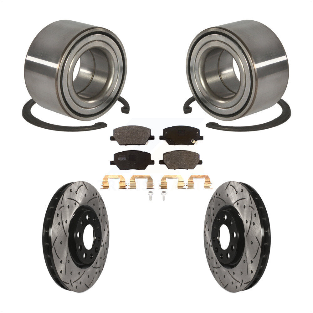 Wheel Bearing Coat Drill Slot Brake Rotor Pads Front Kit For 2016-2018 Fiat 500X