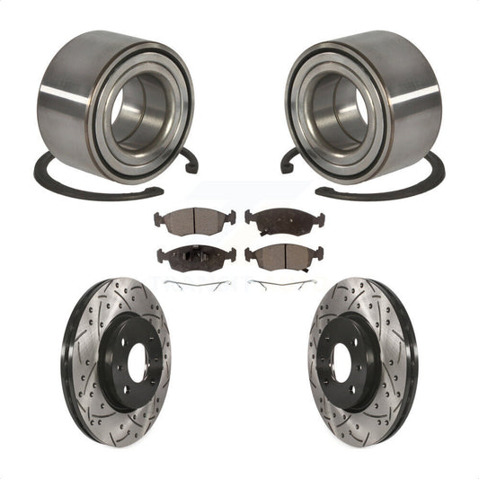 Wheel Bearing Coated Drilled Slotted Disc Brake Rotor Pad Front Kit For Fiat 500