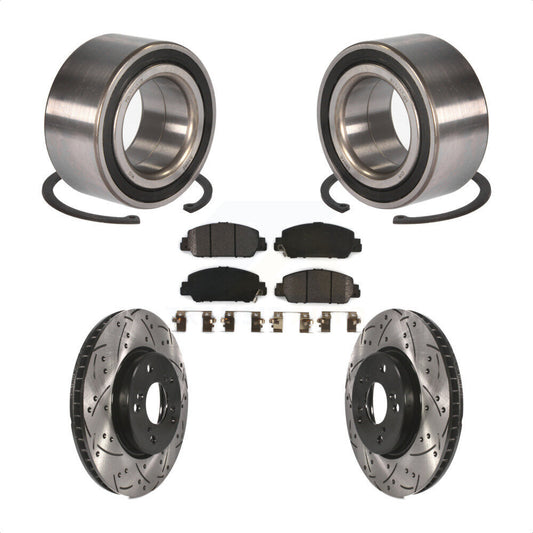 Wheel Bearing Coated Drilled Slotted Brake Rotor Pads Front Kit For Honda Accord