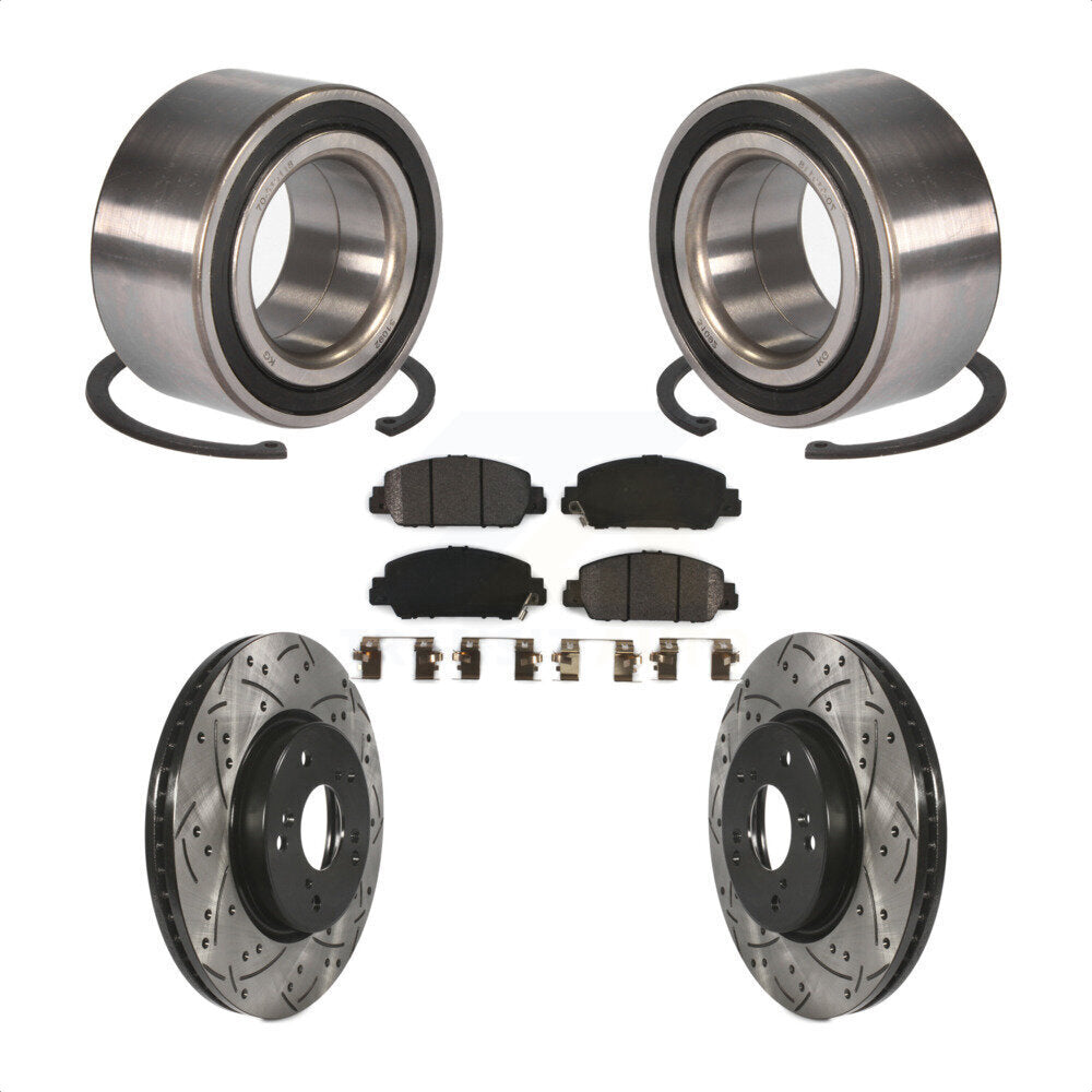 Wheel Bearing Coated Drilled Slotted Brake Rotor Pads Front Kit For Honda Accord