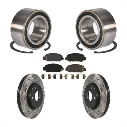 Wheel Bearing Coated Drilled Slotted Brake Rotor Pads Front Kit For Honda Accord
