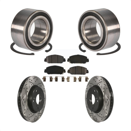 Wheel Bearing Coated Drilled Slotted Brake Rotor Pads Front Kit For Honda Accord