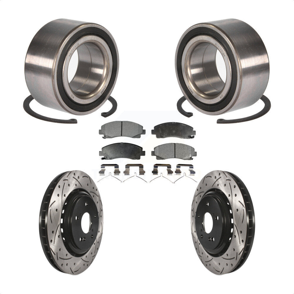 Wheel Bearing Coat Drill Slot Brake Rotor Pads Front Kit For 2015-2020 Acura TLX