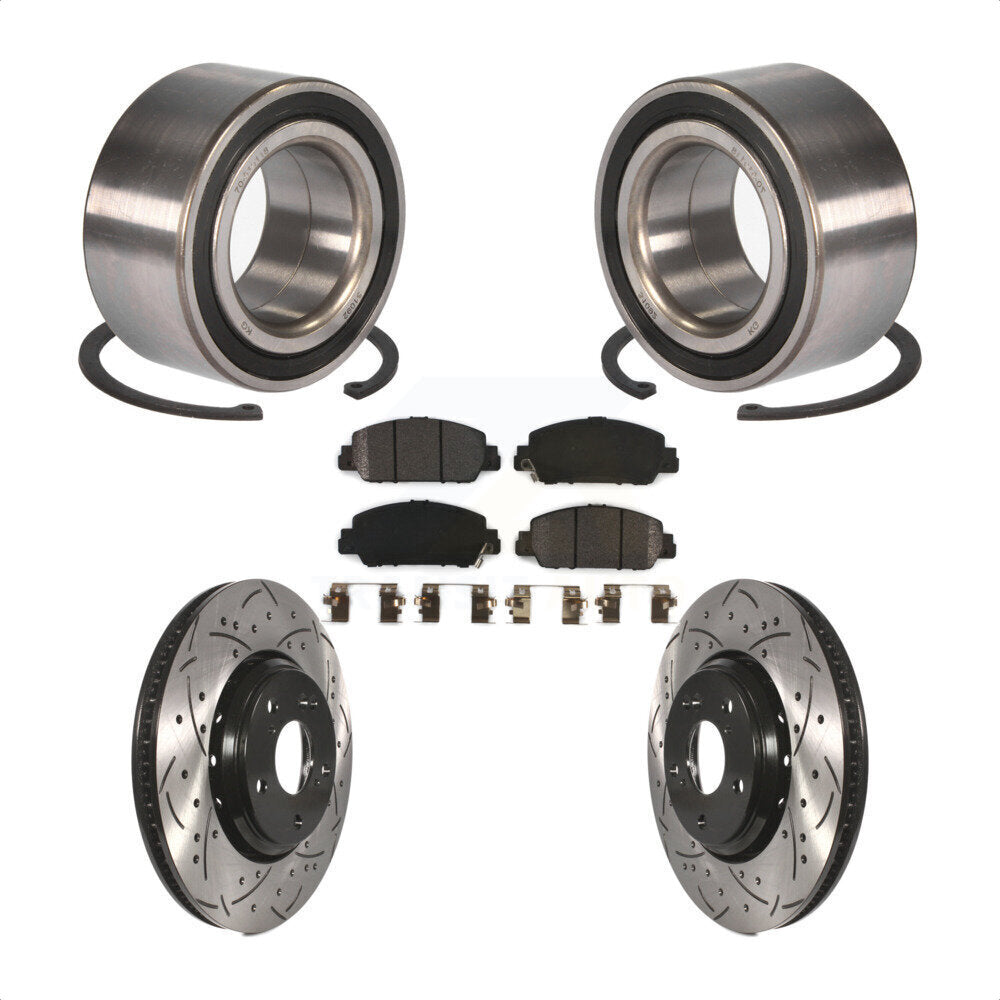 Wheel Bearing Coated Drilled Slotted Brake Rotor Pads Front Kit For Honda Accord