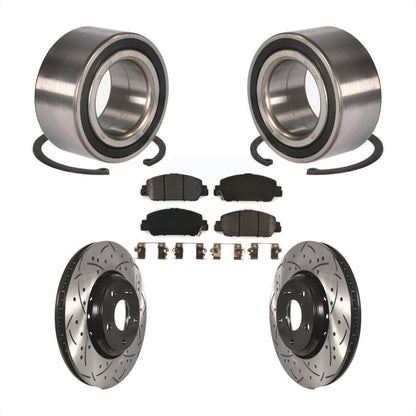 Wheel Bearing Coated Drilled Slotted Brake Rotor Pads Front Kit For Honda Accord