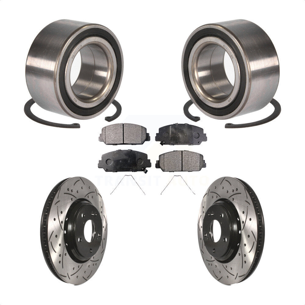 Wheel Bearing Coated Drilled Slotted Brake Rotor Pads Front Kit For Honda Accord