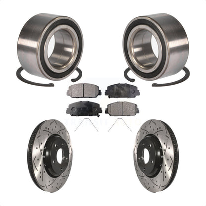 Wheel Bearing Coated Drilled Slotted Brake Rotor Pads Front Kit For Honda Accord