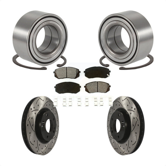 Wheel Bearing Coated Drill Slot Brake Rotor Pad Front Kit For Hyundai Tucson Kia
