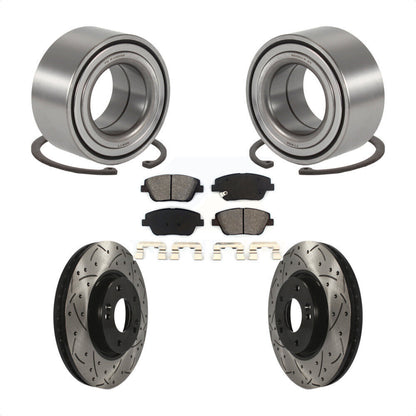 Wheel Bearing Drill Slot Brake Rotor Pad Front Kit For Hyundai Sonata Kia Optima