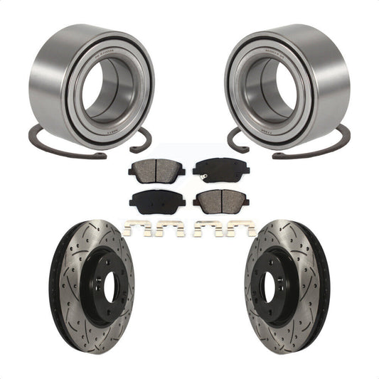 Wheel Bearing Drill Slot Brake Rotor Pad Front Kit For Hyundai Sonata Kia Optima