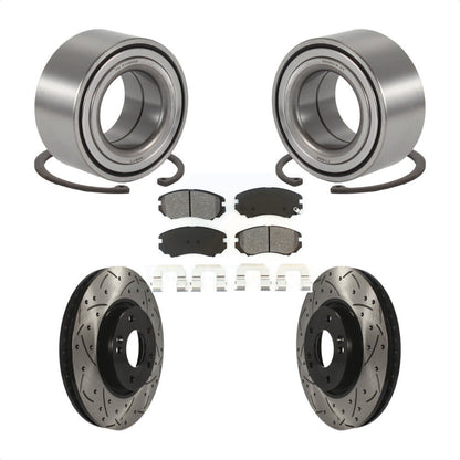 Wheel Bearing Drill Slot Brake Rotor Pad Front Kit For 06-10 Hyundai Sonata 3.3L