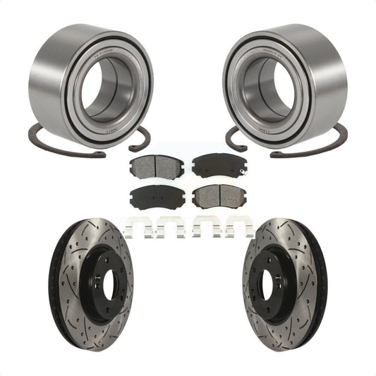 Wheel Bearing Drill Slot Brake Rotor Pad Front Kit For 06-10 Hyundai Sonata 3.3L