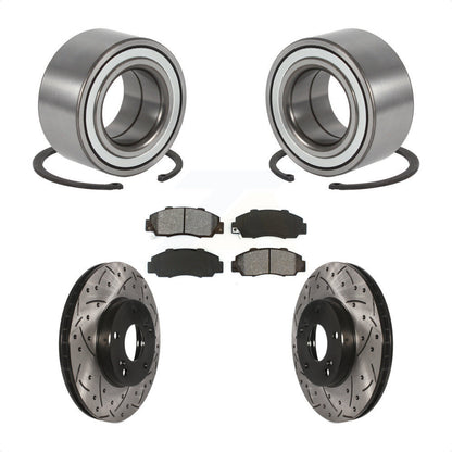 Wheel Bearing Drilled Slot Brake Rotor Pad Front Kit For 98-02 Honda Accord 3.0L