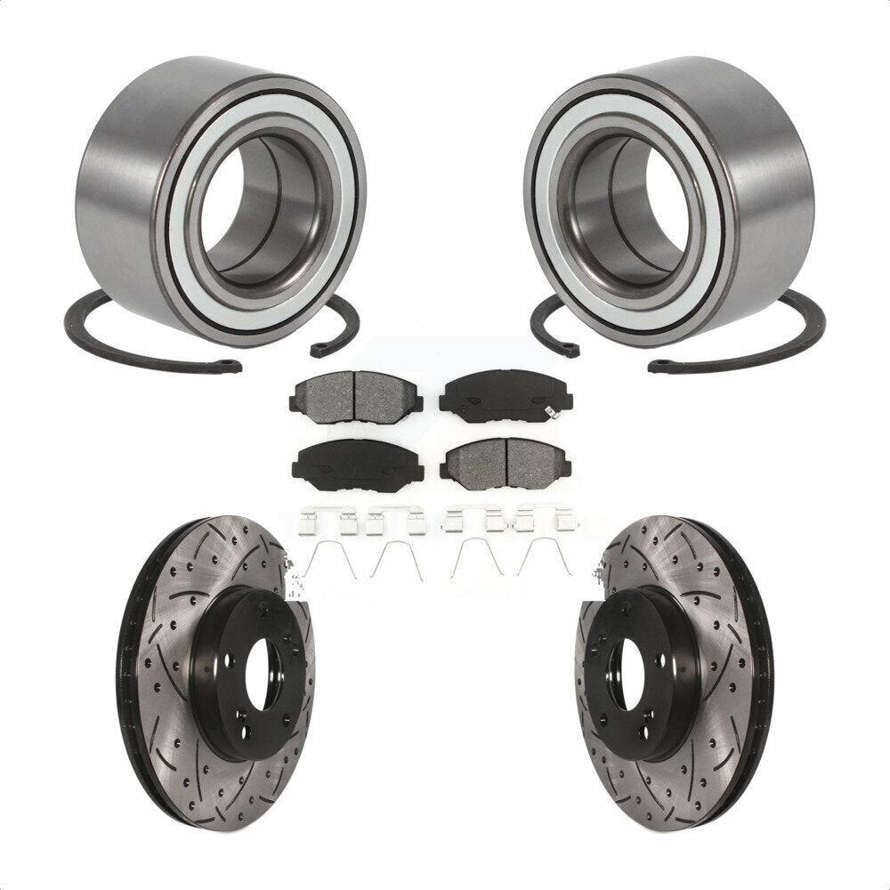 Wheel Bearing Coated Drilled Slotted Brake Rotor Pad Front Kit For Honda Element