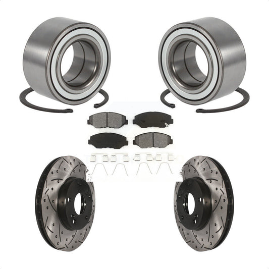 Wheel Bearing Coated Drilled Slotted Brake Rotor Pad Front Kit For Honda Element