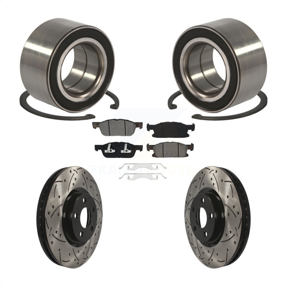 Wheel Bearing Coated Drilled Slotted Brake Rotor And Pad Front Kit For Ford Edge